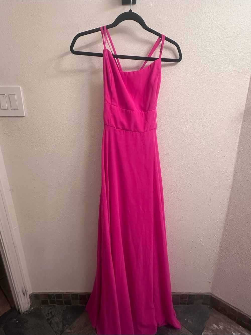 Lulu's Vibrant Hot Pink Double-Strap Maxi Dress